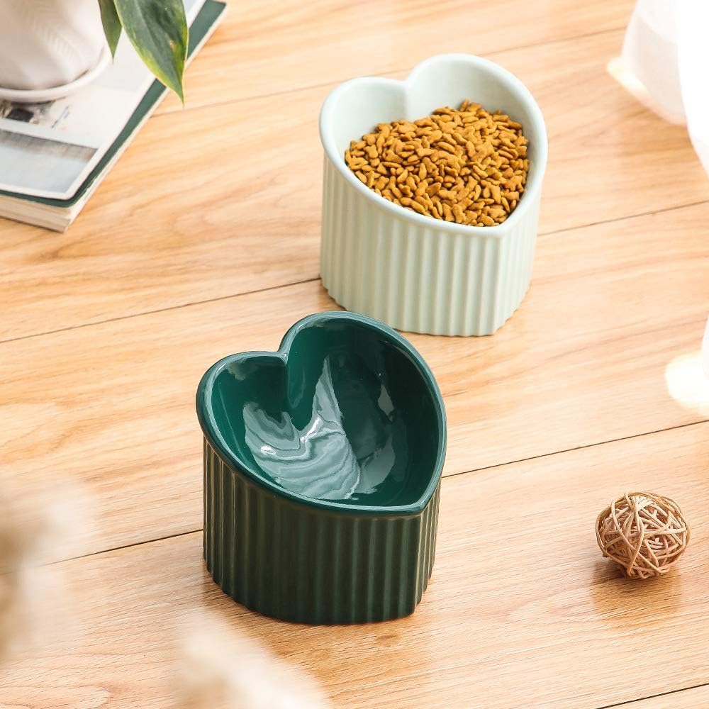 Pink Ceramic Raised Cat Bowls - Green - image 3