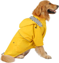 HDE Premium 2-Layer Zip Dog Raincoat Poncho w/Leash Hole & Hood - X-Large / Yellow