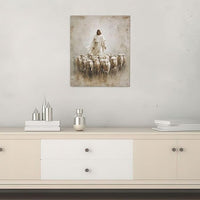 Jesus and Lamb Wall Art Christian Jesus Lamb Canvas Wall Decor Christ Religious Pictures painting Print Framed Artwork Decorations Gifts for Living Room Bedroom Prayer Room Church 24"x20"