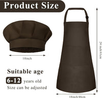 Kids Apron and Chef Hat Set Adjustable Child Art Aprons with 2 - H-brown / Large - image 2