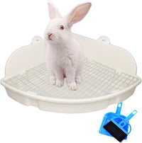 PINVNBY Large Rabbit Litter Box Bunny Corner Toilet Box Small Animal - White