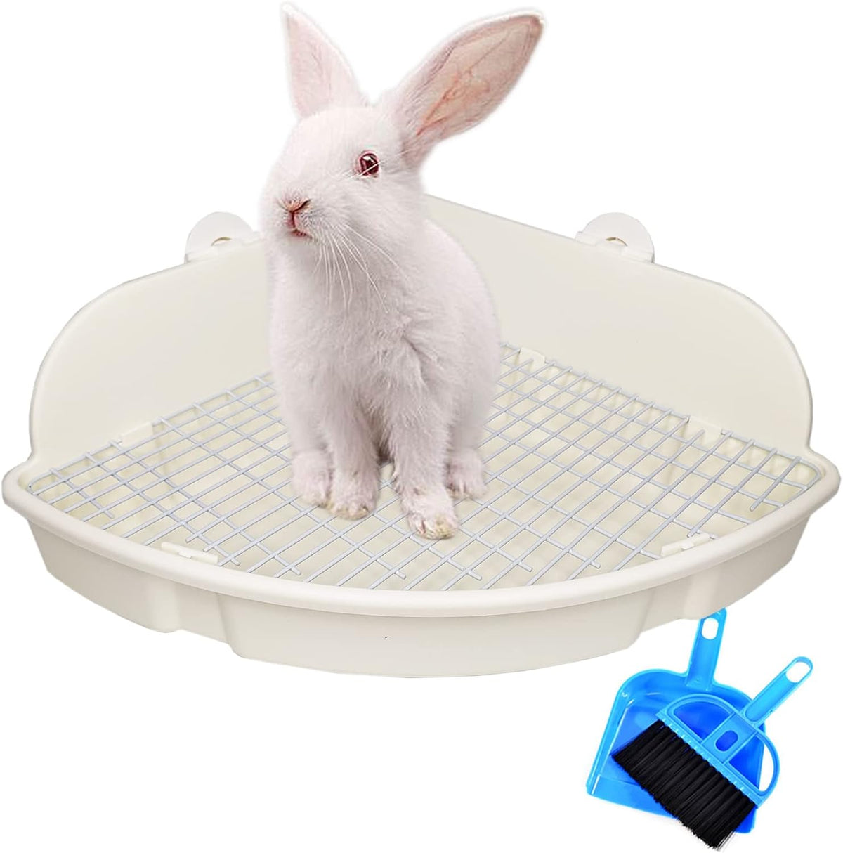 PINVNBY Large Rabbit Litter Box Bunny Corner Toilet Box Small Animal - White