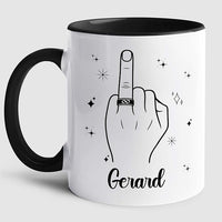 Customized Name Ring Finger Accent Coffee Mug Gift For Men Mr His Fiance Husband Groom, Ring Engaged Coffee Cup 11 Oz 15 Oz, Personalized White Mug Gift For Wedding Bridal Shower Bachelorette Party