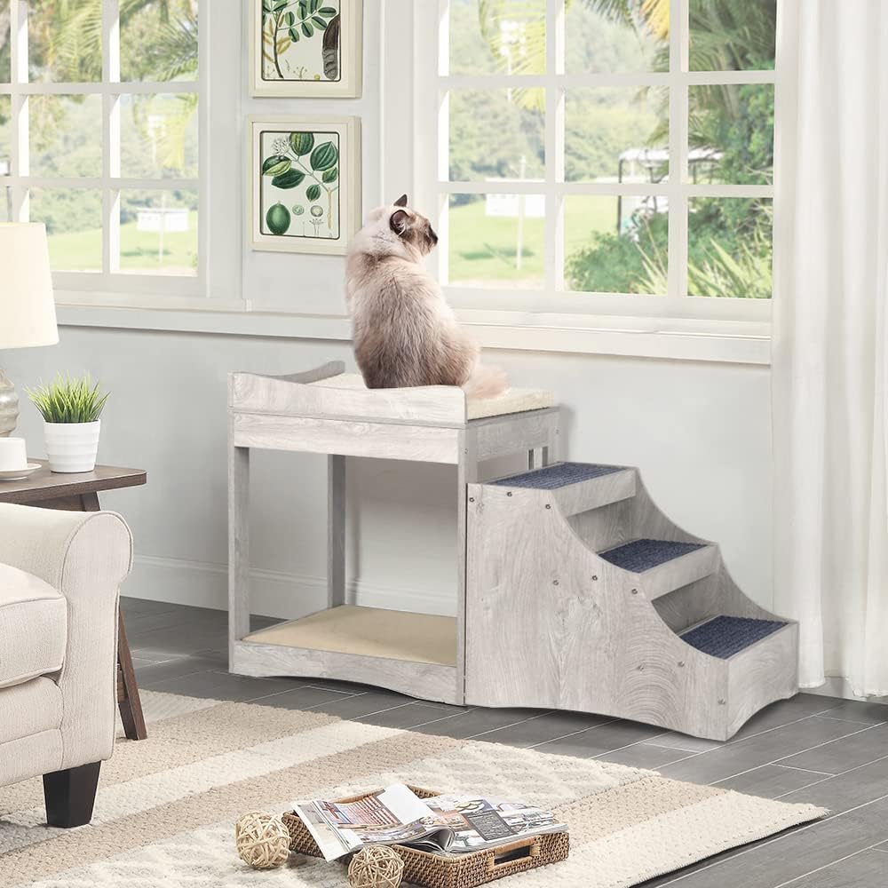 unipaws Pet Bunk Bed with Removable Step for Dog and Cat - Grey / Medium - image 2