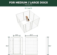 FXW Homeplus Unleashed Indoor Dog Playpen - Stress-Free and Safe Play, Heavy Duty 40 Inch 8 Wire Panels Dog Pen for Medium and Large Dogs, White│Patented