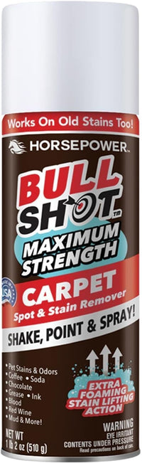 Bull Shot MAX Strength Carpet Spot & Stain Remover by Horsepower, AS-SEEN-ON-TV, Made In US, Just Point & Spray, Stain-Lifting Foam Action, Pet Stains & Odors, Coffee, Wine, New & Old Stains & More