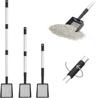 PUPTECK Metal Cat Litter Scoop Adjustable Long Handle Stainless Steel – Daily Care for Cats - 21"-40"(Adjust by rotating)