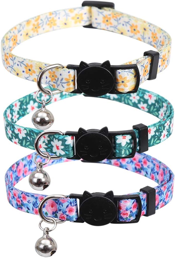 3 Pack Thanksgiving Cat Collar Fall Autumn Holiday with Bell Pendant – Essentials for Cats - Floral