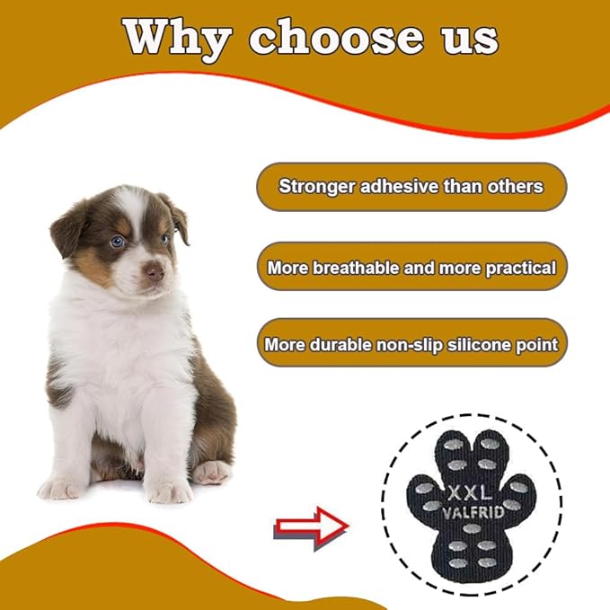 Dog Paw Protector Anti-Slip Grips to Keeps Dogs from Slipping On Hardwood Floors,Disposable Self Adhesive Resistant Dog Shoes Booties Socks Replacemen XXXL 24 Pieces