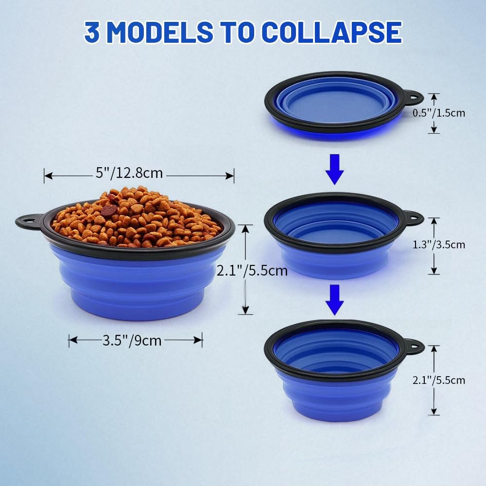 Dog Bowl Pet Collapsible Bowls - Small / Blue+Red - image 4
