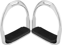 QWORK Horse Riding Stirrups, Hose Saddle, Safety Stirrup, Stainless Steel English Riding Protection Saddle, Knee Ankle Stress Pain Relief, 1 Pair