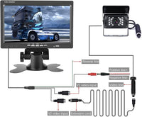 Hikity 7" Backup Camera with Monitor Kit, Waterproof 18 IR LED Night Vision Reverse Camera + Rear View Monitor Vehicle Parking System for RV Bus Trailer Truck (65ft 4-Pin Aviation Video Cable)