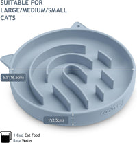 Coomazy Slow Feeder Cat Bowl Silicone Pet Puzzle Feeder for Slow - Light Blue / 1 Cup - image 3