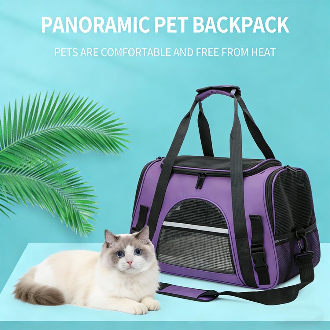 Cat Carrier Bag, Airline Approved Soft Carrier for Cats & Small Dogs – Essentials for Cats - Purple - image 4