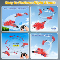 SU-27 RC Airplane,2.4GHz 2 Channel Remote Control Plane with Gyro Night Lights and 2 Batteries - Red 2 Batteries - image 4