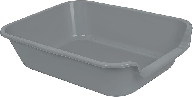 2 Pack of Extra Large Cat Litter Box (ABS Material), Low Entry Senior Litter Pen for Geriatric Kitty Big Cats, Jumbo Pet Safe Litter Boxes Tray for Indoor Pets Potty (Gray, 20" L x 15.5" W)
