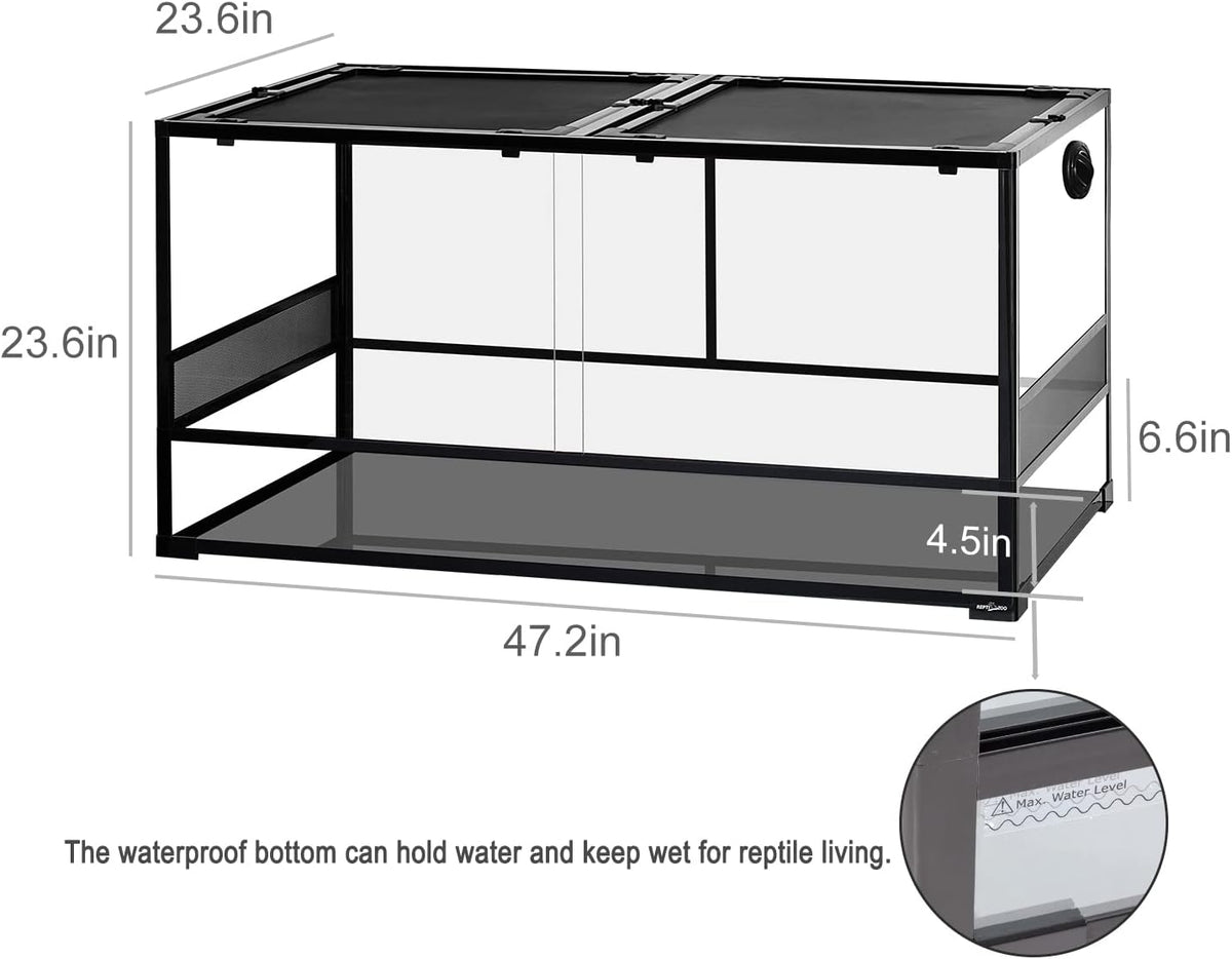 REPTI ZOO 50 Gallon Reptile Glass Tank Terrarium 2 in 1 Side Meshes - 48" x 24" x 24" (Mesh Panel) - image 4