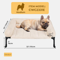 Veehoo Cooling Elevated Dog Bed + Removable Fluffy Pillow-Top Mat, Plush Dog Bed with Bolster, Breathable Mesh, No-Slip Feet, Portable Raised Dog Bed for Indoor & Outdoor, 32"x25", Medium, CWC2331E
