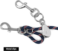 QWORK Adjustable Horse Training and Lunging Aid with Rear Fleece Cover, Navy/Red, Encourages Proper Head Carriage and Comfortable Stretching, Durable Braided Nylon Rope with Metal Clips,