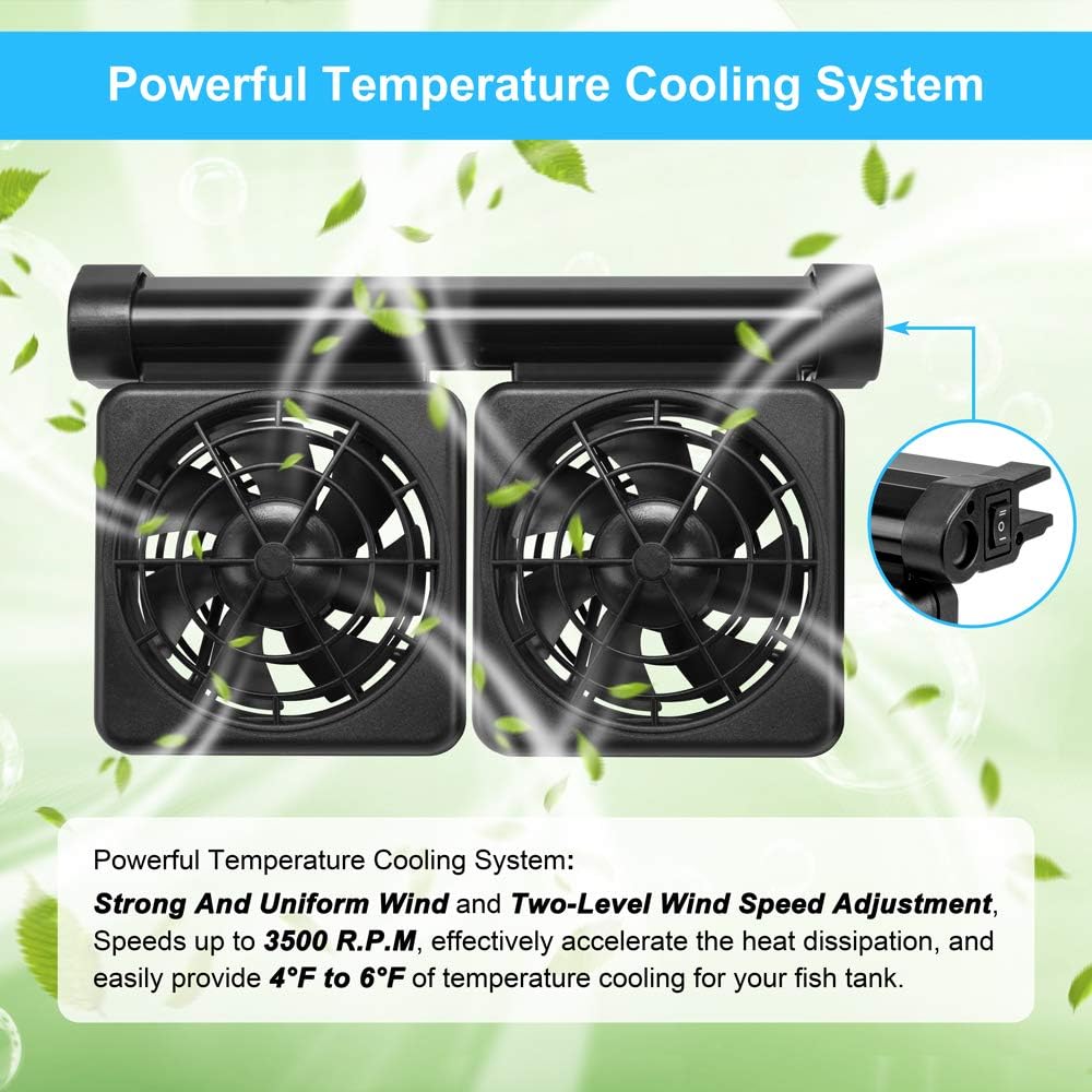 DaToo 3 Fans Aquarium Chiller Fish Tank Fan Aquarium Cooling Fan - 2 Fans - image 3