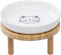 Shallow Wide Elevated Cat Bowls Whisker Fatigue – Essentials for Cats - White / Plate with stand(set of 1)