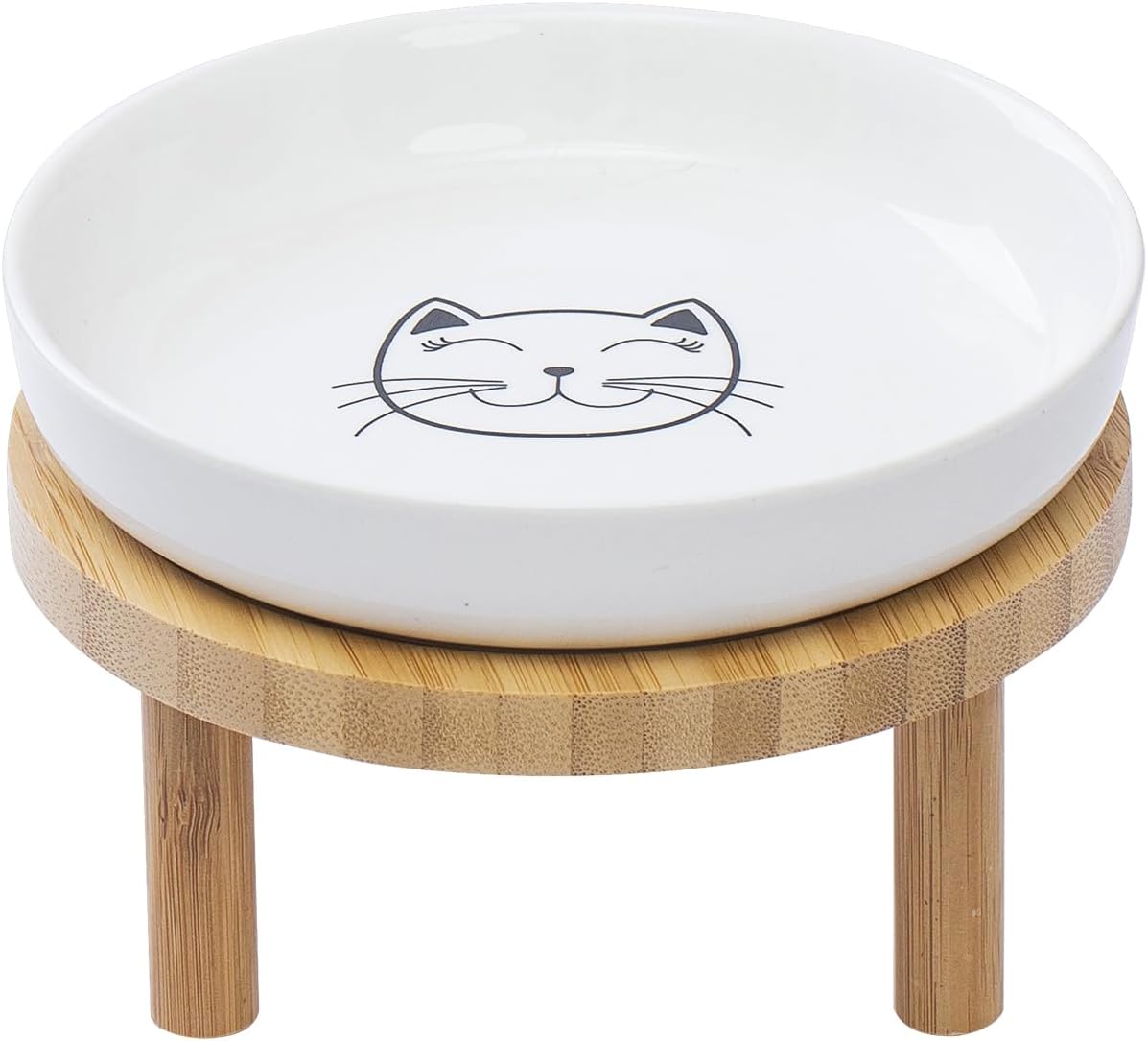 Shallow Wide Elevated Cat Bowls Whisker Fatigue – Essentials for Cats - White / Plate with stand(set of 1)