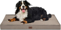 Dog Crate Bed Washable Dog Beds for Large Dogs, Big Waterproof Orthopedic Pet Bed with Egg Crate Foam Pet Bed Mat, Removable Oxford Cooling Cover, Khaki