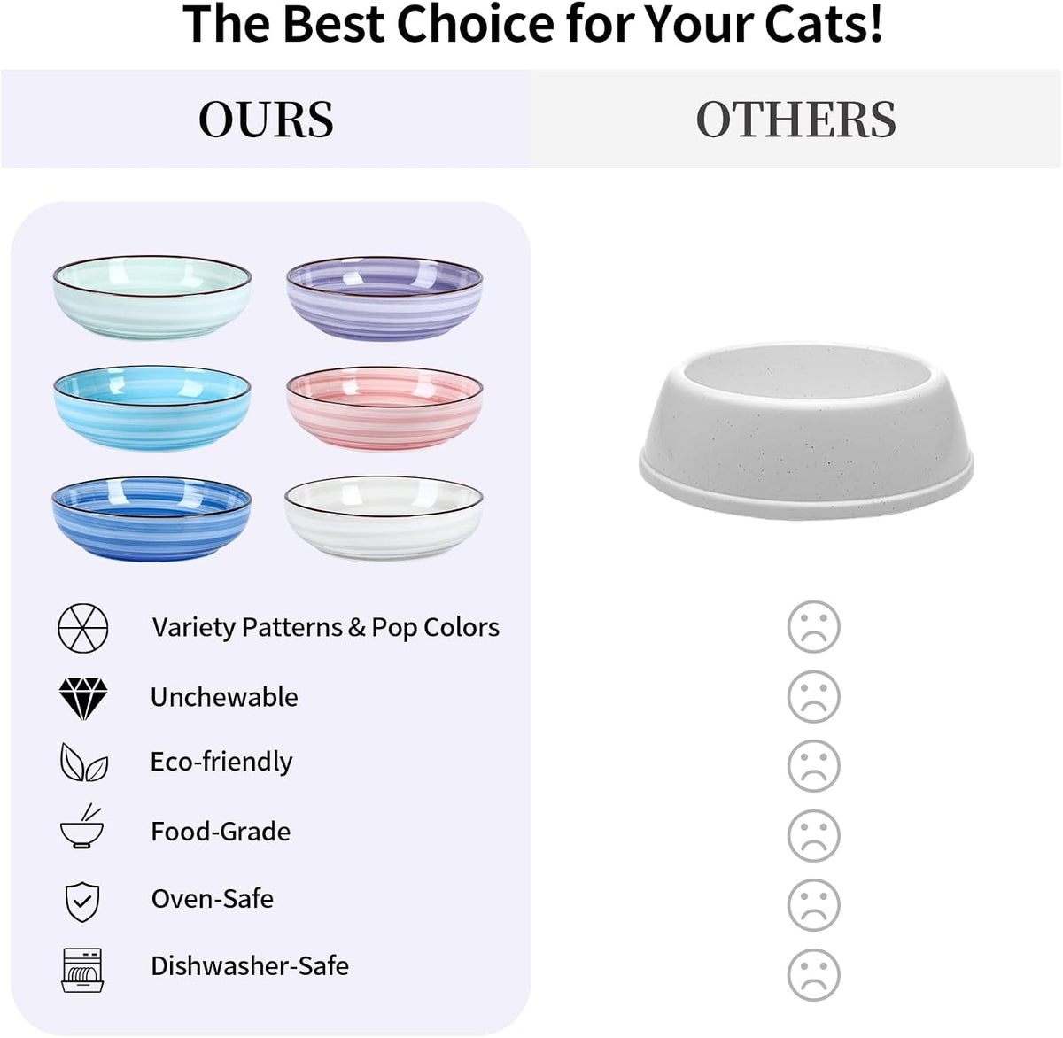 Selamica Ceramic Cat Bowls Set of 6 - 5.6 Inch, Set of 6 / Gradient Color - image 3