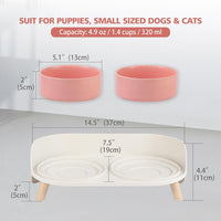 Elevated Ceramic Dog Bowl Set - Pink / Small - image 2