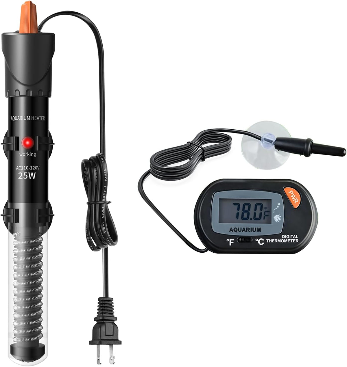 HiTauing Aquarium Heater 25W/50W/100W/200W/300W - 25W for 1-5 gallon