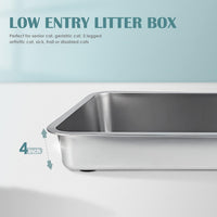 Stainless Steel Cat Litter Box - 19.5"L x 13.5"W / 4" H - image 4