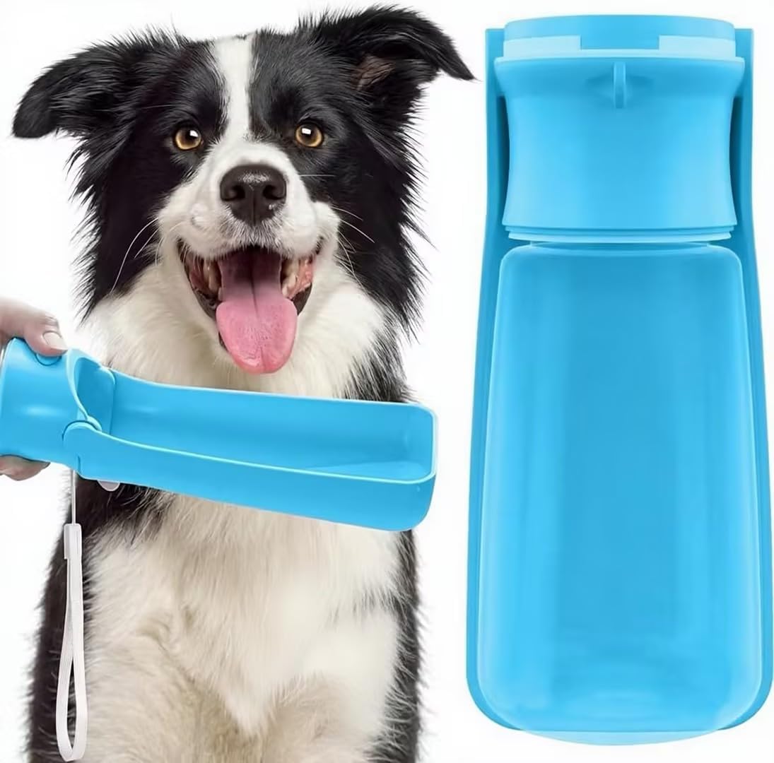 Portable Dog Water Bottle Dispenser [Leak Proof & Foldable] Dog - Indigo / 19OZ