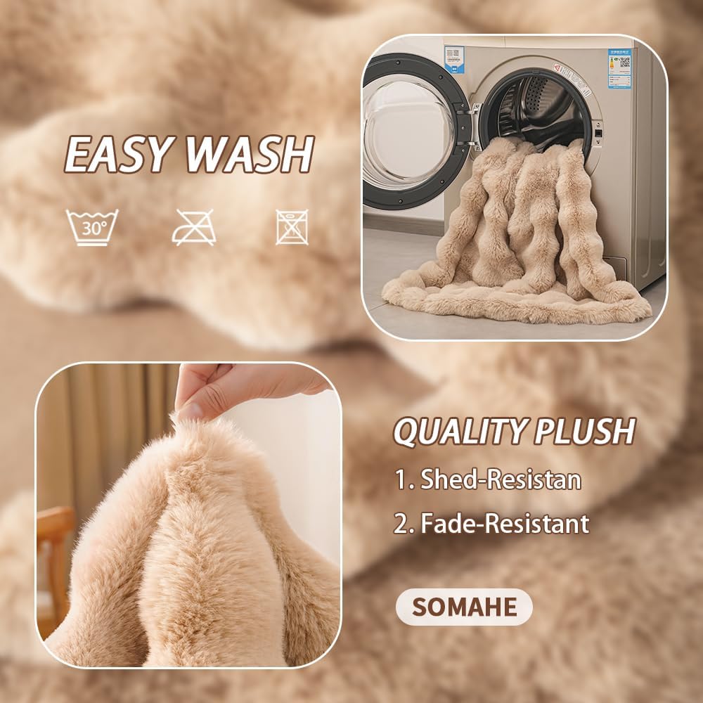 SOMAHE Soft Faux Fur Cat Blanket, Washable - 22"L x 18"W Inches / Latte Coffee - image 4