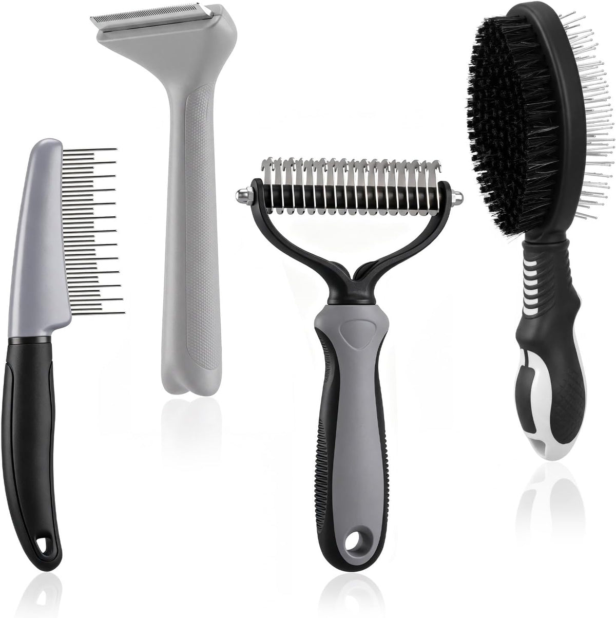 Patelai 4 Pcs Dog Dematting Comb - Gray and Black / Premium