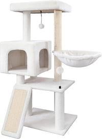 Cat Tree with Cat Condo and Hammock - Beige / 35"