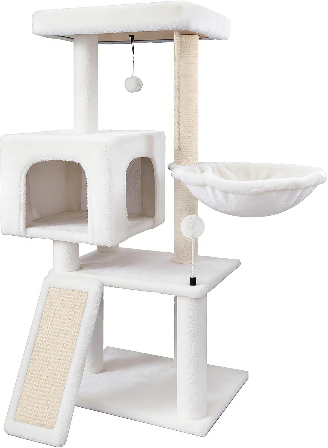Cat Tree with Cat Condo and Hammock - Beige / 35"