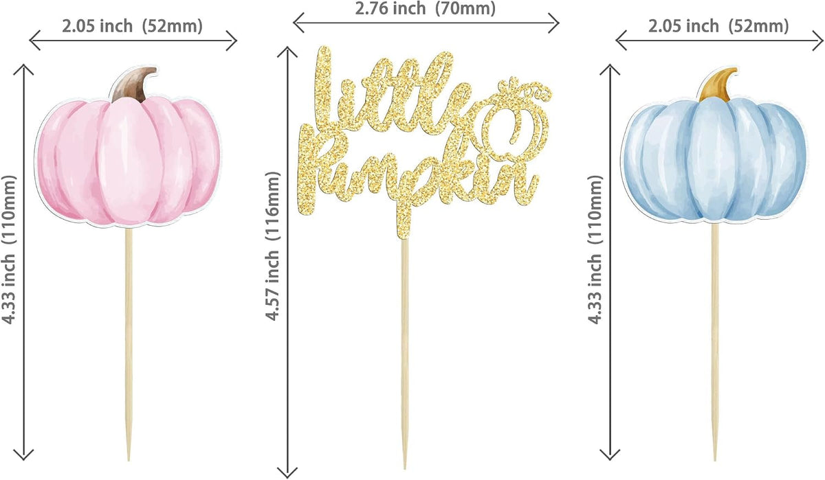 Gyufise 24Pcs Pumpkin Oh Baby Cupcake Toppers Pink Fall Pumpkin - Multi 2 - image 2