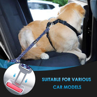 SlowTon Dog Seat Belt for Car - B.Blue Paw / Medium/Large (Headrest + Clip) - image 2