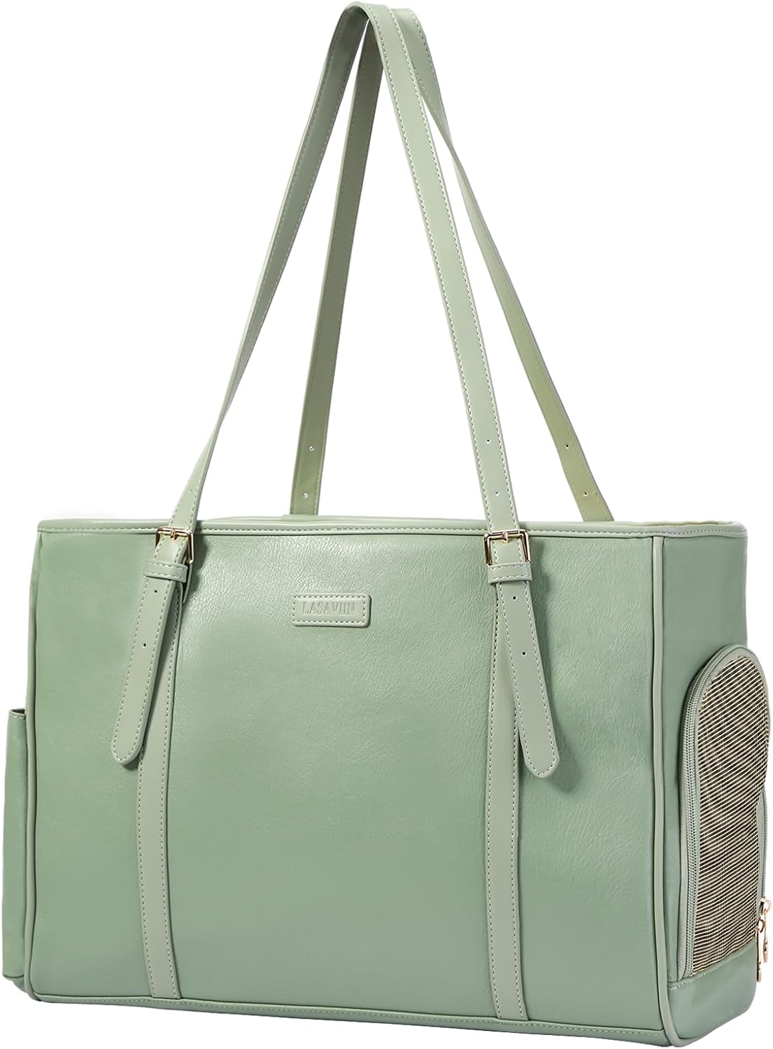 Fashion Dog Purse Pet Carrier Leather Bag for Small Dogs Cats Puppy - Green