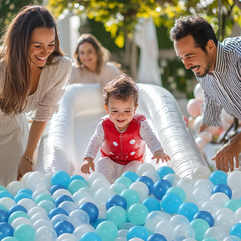Realhaha Ball Pit Balls Baby Plastic Playpen Playball 2.15″ - Dark Blue Blue Green White Clear / 50 balls - image 3