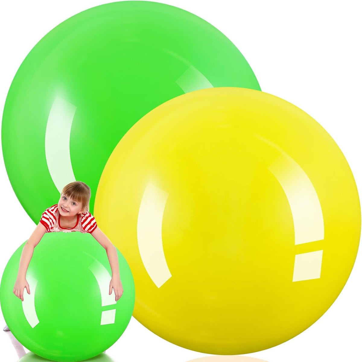 Jenaai giant inflatable bouncy balls in red and blue, 30 inches across - view 7