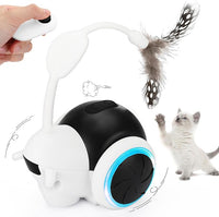 SlowTon Cat Interactive Toy for Indoor Cats - Remote Control Automatic Smart Moving Cats Toys with 2 Modes, Rechargeable Kitten Feather Toys for All Breeds of Bored Cat(Black)