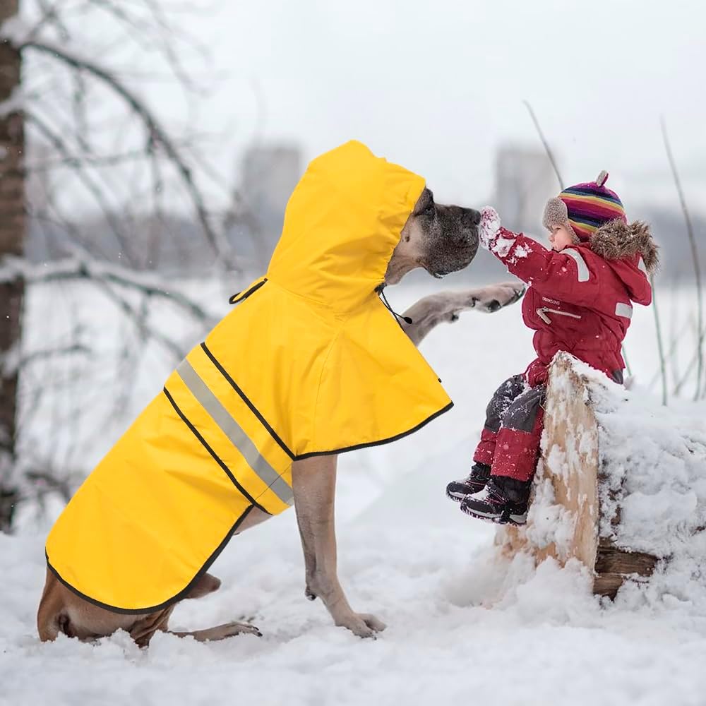 Waterproof Dog Raincoat, Adjustable Pet Rain Coats - Yellow / X-Large - image 3