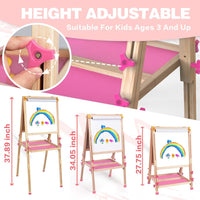 Joyooss Art Easel for Kids Easel for Toddler with Paper roll – Fun for Kids & Family - Foldable Pink - image 3