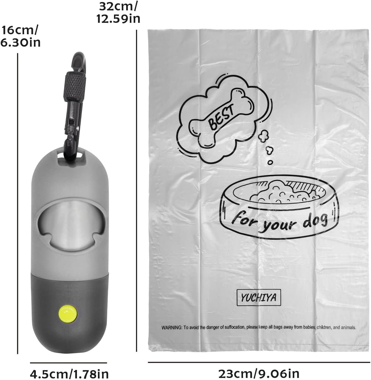Dog Poop Bags Holder with LED Flashlight - Grey and Black / 1 Count (Pack of 13) - image 3