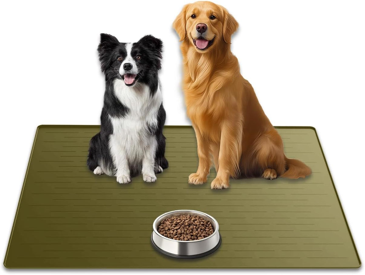 XXXXL Largest Pet Food Mat - Avocado Green / 31.8"L x 23.8"W