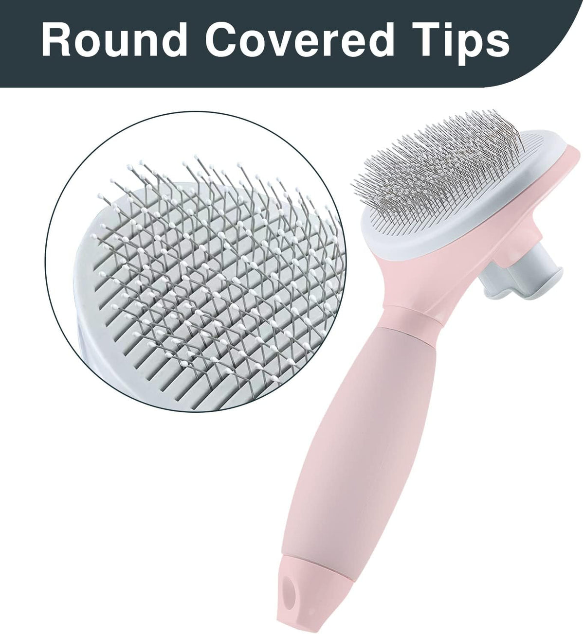 Cat Brush for Shedding, Self Cleaning Brush for Long & Short Hair Cats – Essentials for Cats - Pink - image 3