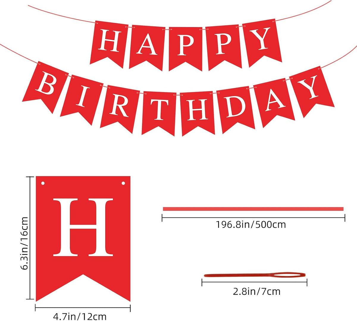 Orange Happy Birthday Banner Birthday Sign for Backdrop Happy - Red - image 2