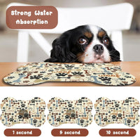 Dog Food Mats for Floors Waterproof - Beige Bone / 19"L x 12"W - image 2