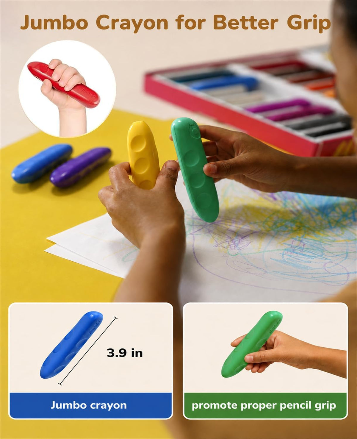 JoyCat 8 Colors Jumbo Crayons for Toddlers 1-3 - 16 - image 3